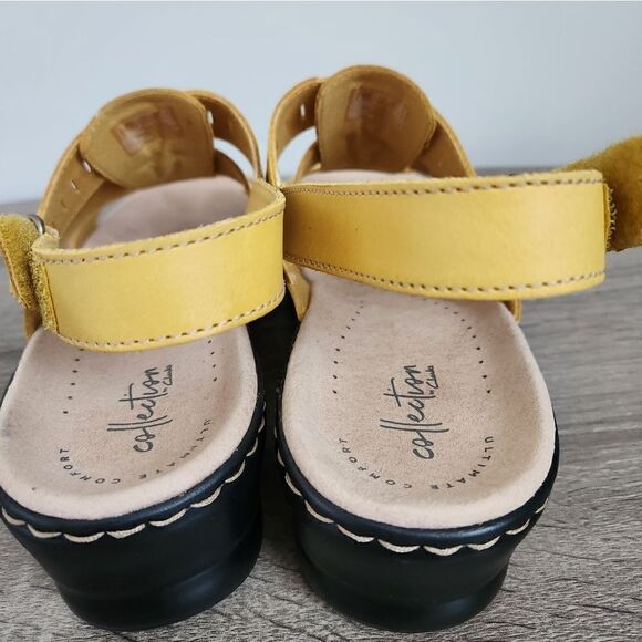 COLLECTION BY CLARKS womens Yellow leather Lexi Quin sandals size 9.5 Narrow  . - Picture 2 of 4